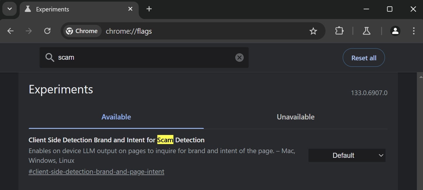 Fonctionnalité de détection de scam alimentée par l'IA de Chrome