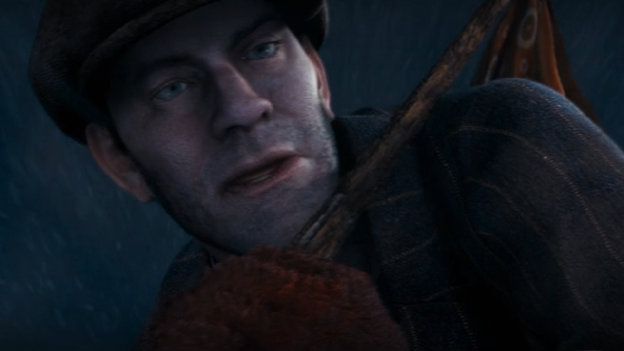 Le vagabond se tourne vers la caméra dans The Polar Express.