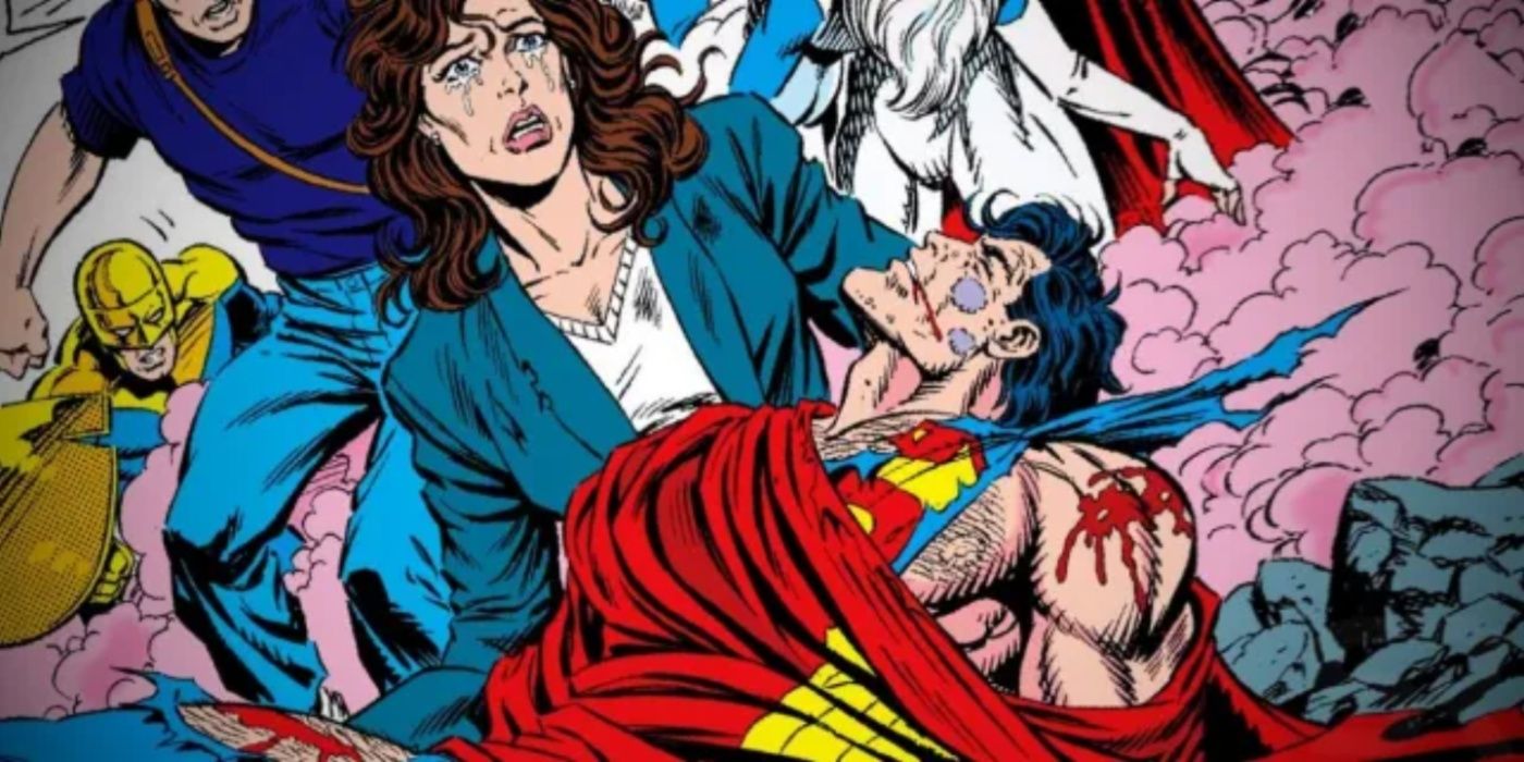 A scene from the Death of Superman comic