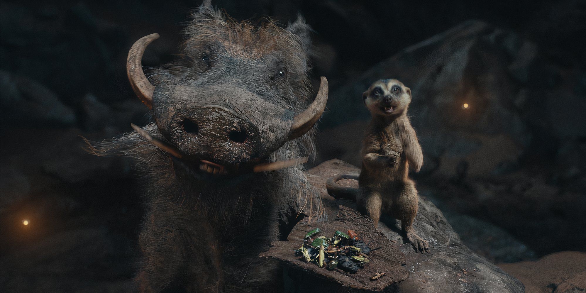 Timon et Pumbaa dans Mufasa : Le Roi Lion