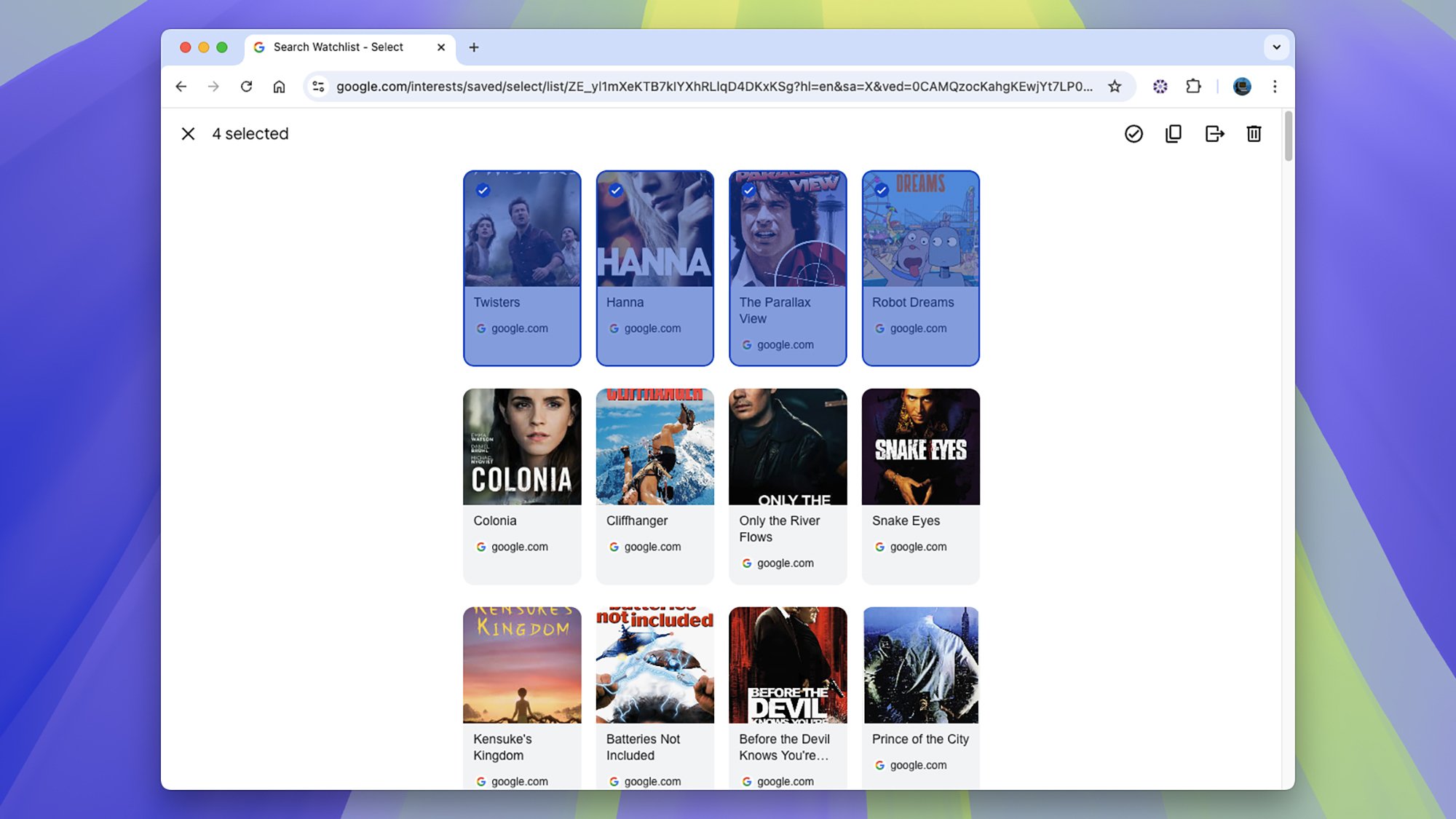 capture d'écran de Google Saved