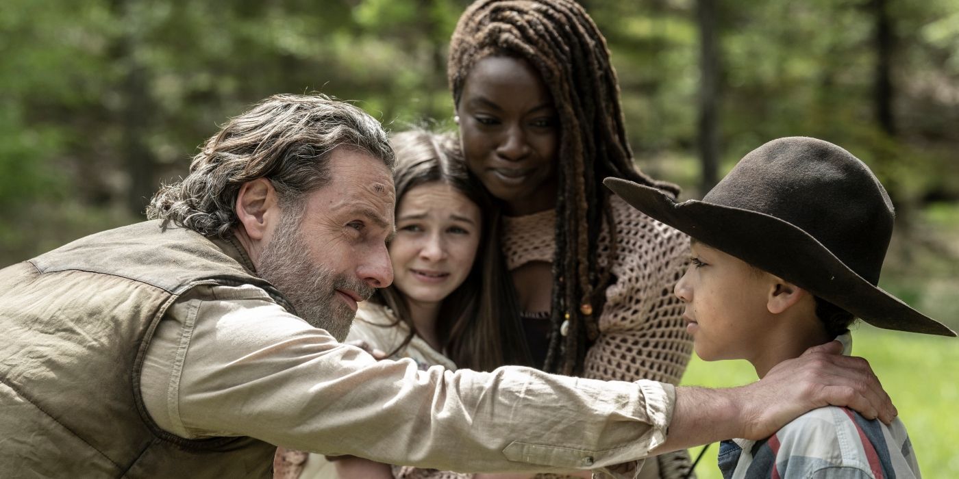 Andrew Lincoln et Danai Gurira dans The Walking Dead: The Ones Who Live