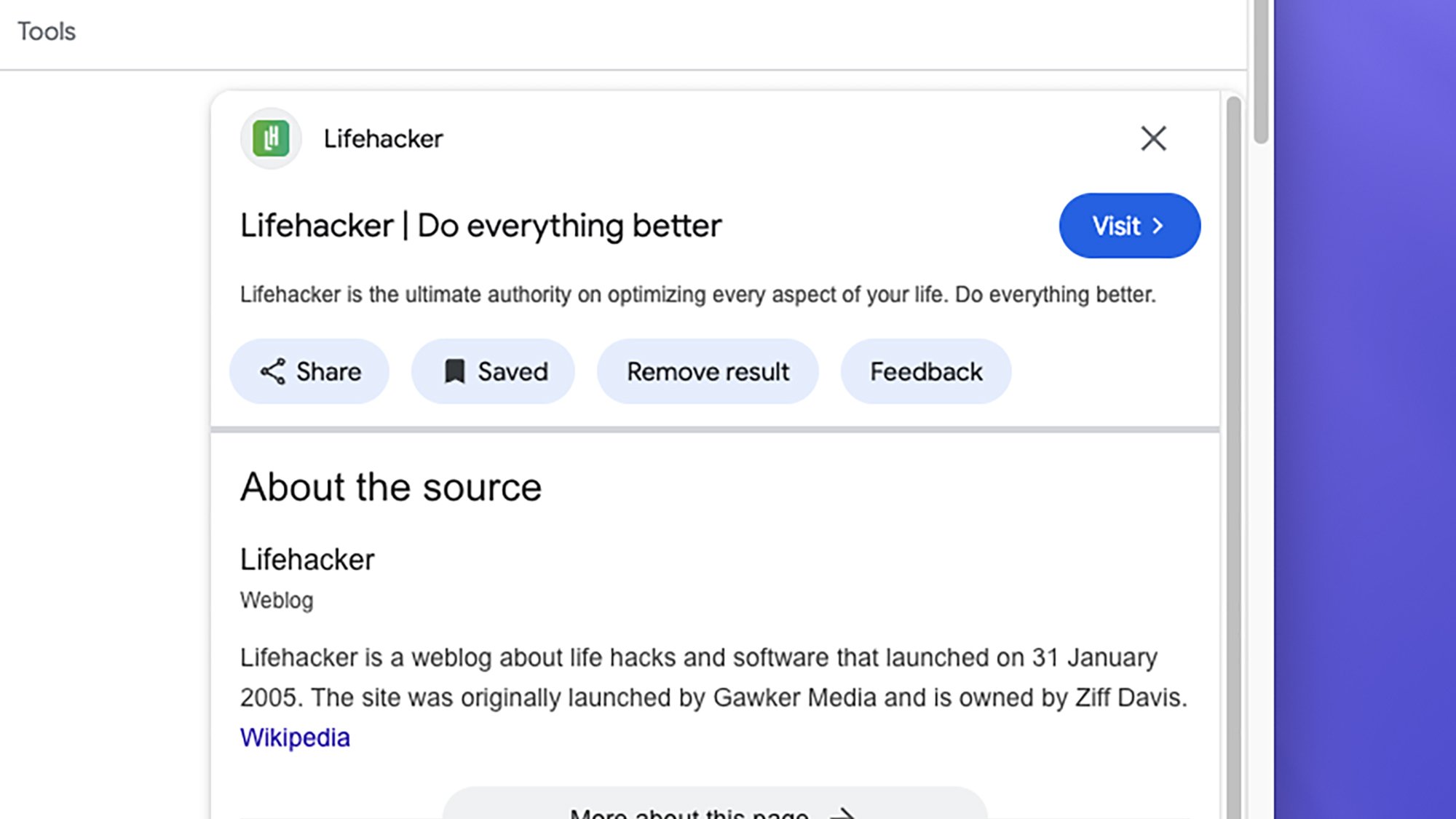 capture d'écran de Google Saved