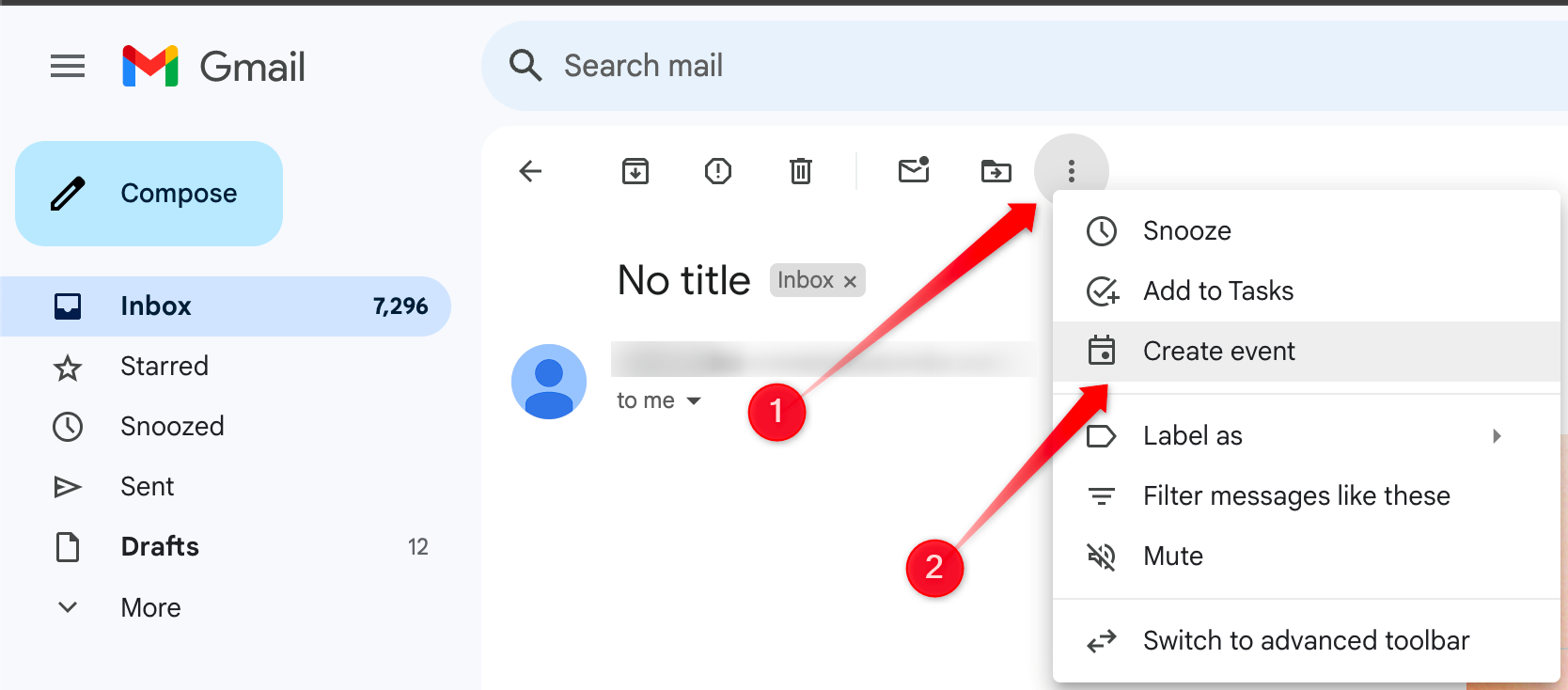 Créer un événement à partir d'un e-mail dans Gmail.