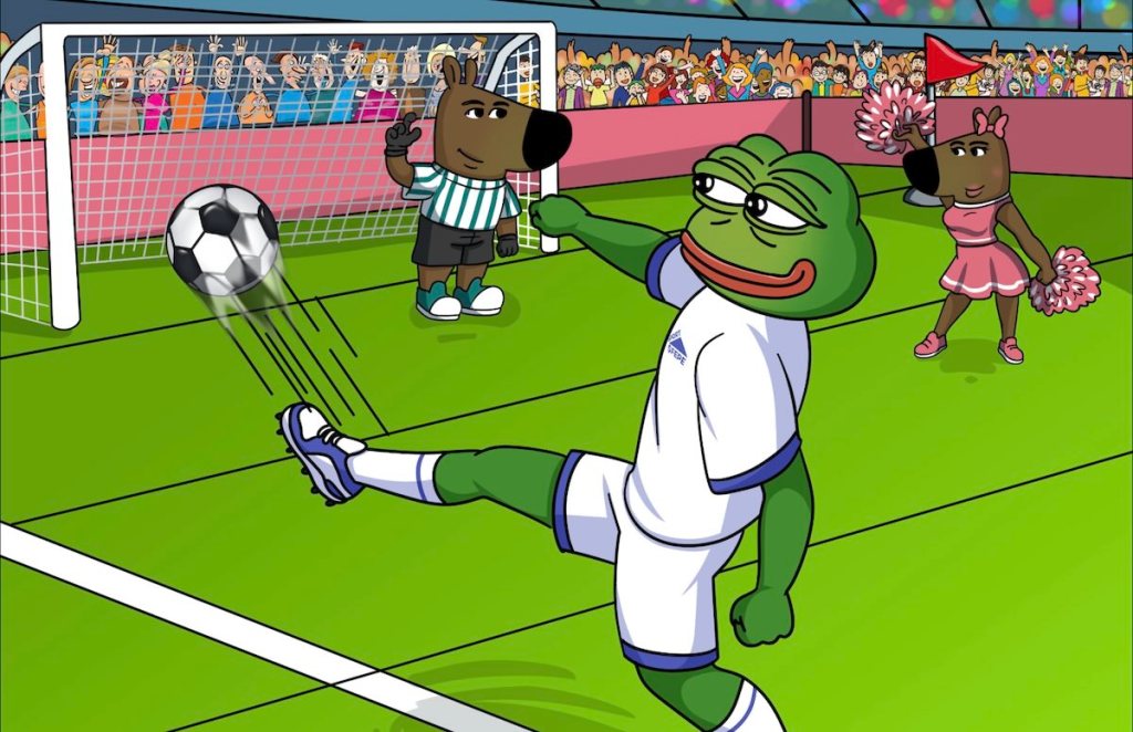Fantasy Pepe donnant un coup de pied dans un ballon de football