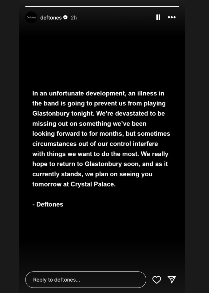 Deftones annulent leur concert à Glastonbury à quelques heures du show
