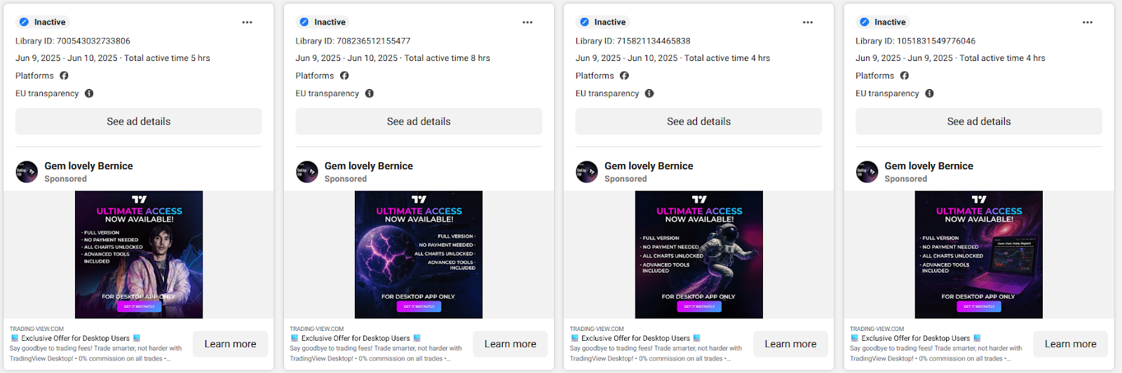 Publicités malveillantes sur Facebook utilisant le logo de TradingView
