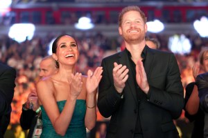 DUESSELDORF, GERMANY - SEPTEMBER 16: Prince Harry, Duke of Sussex, and Meghan, Duchess of Sussex attend the closing ceremony of the Invictus Games Düsseldorf 2023 at Merkur Spiel-Arena on September 16, 2023 in Duesseldorf, Germany.