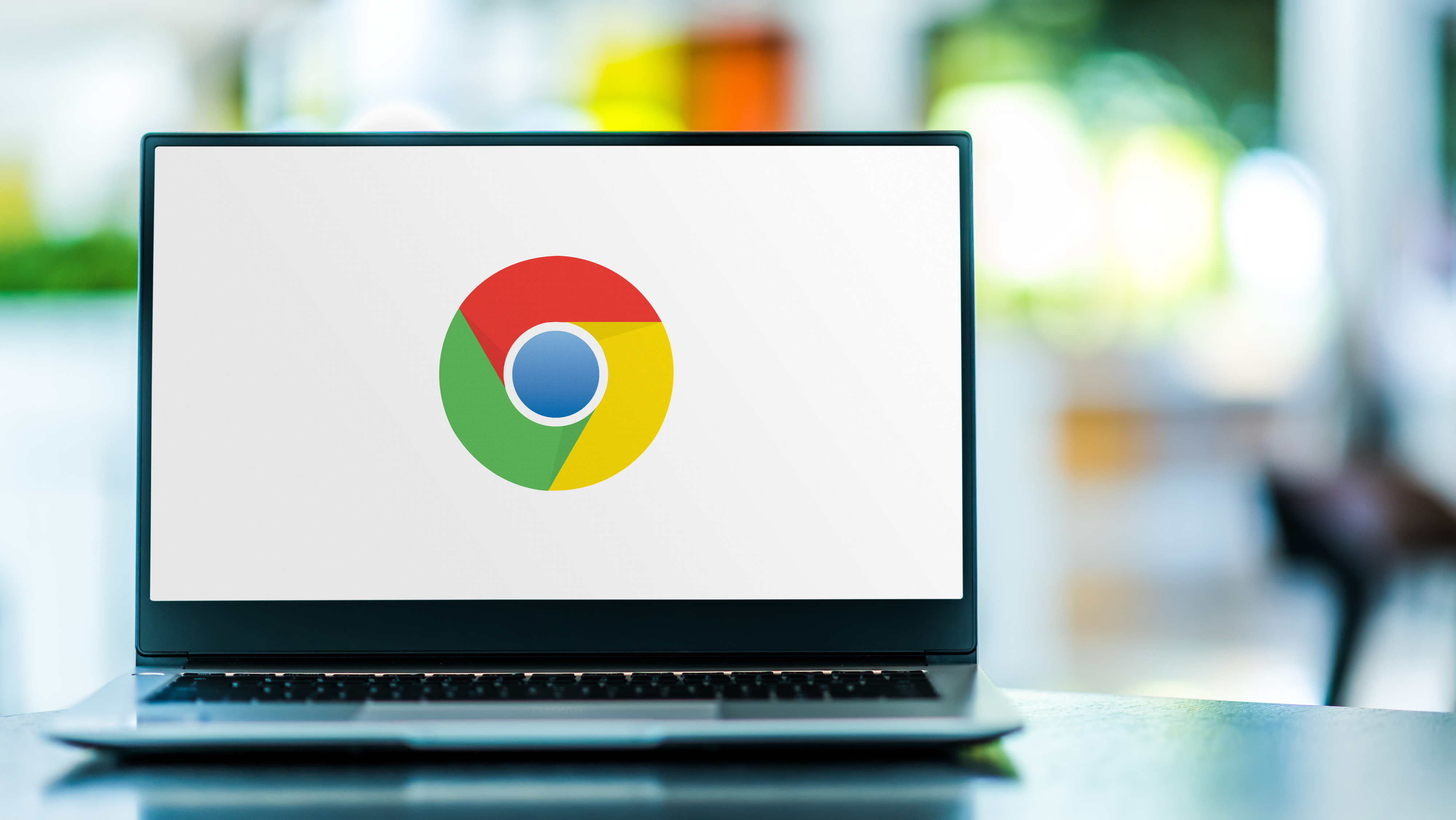 Logo de Google Chrome sur un ordinateur portable