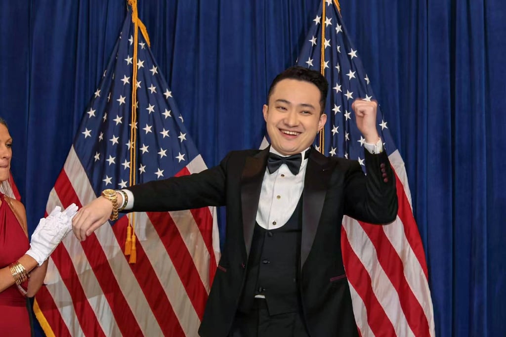 Justin Sun lors d'un dîner organisé par Donald Trump pour des investisseurs crypto en mai