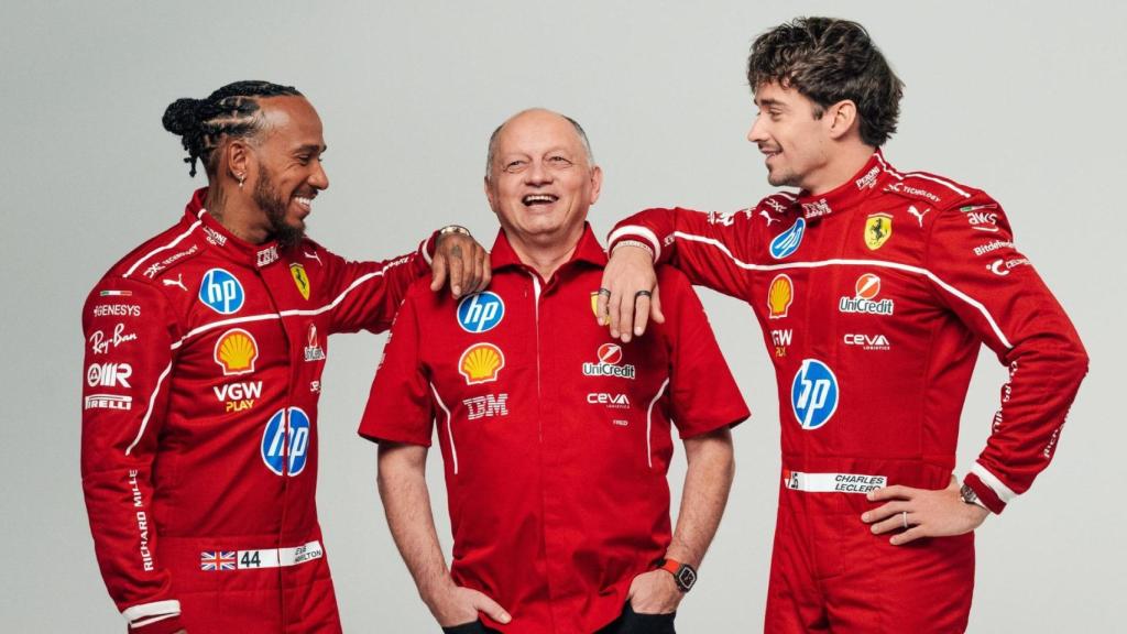 Lewis Hamilton, Fred Vasseur et Charles Leclerc