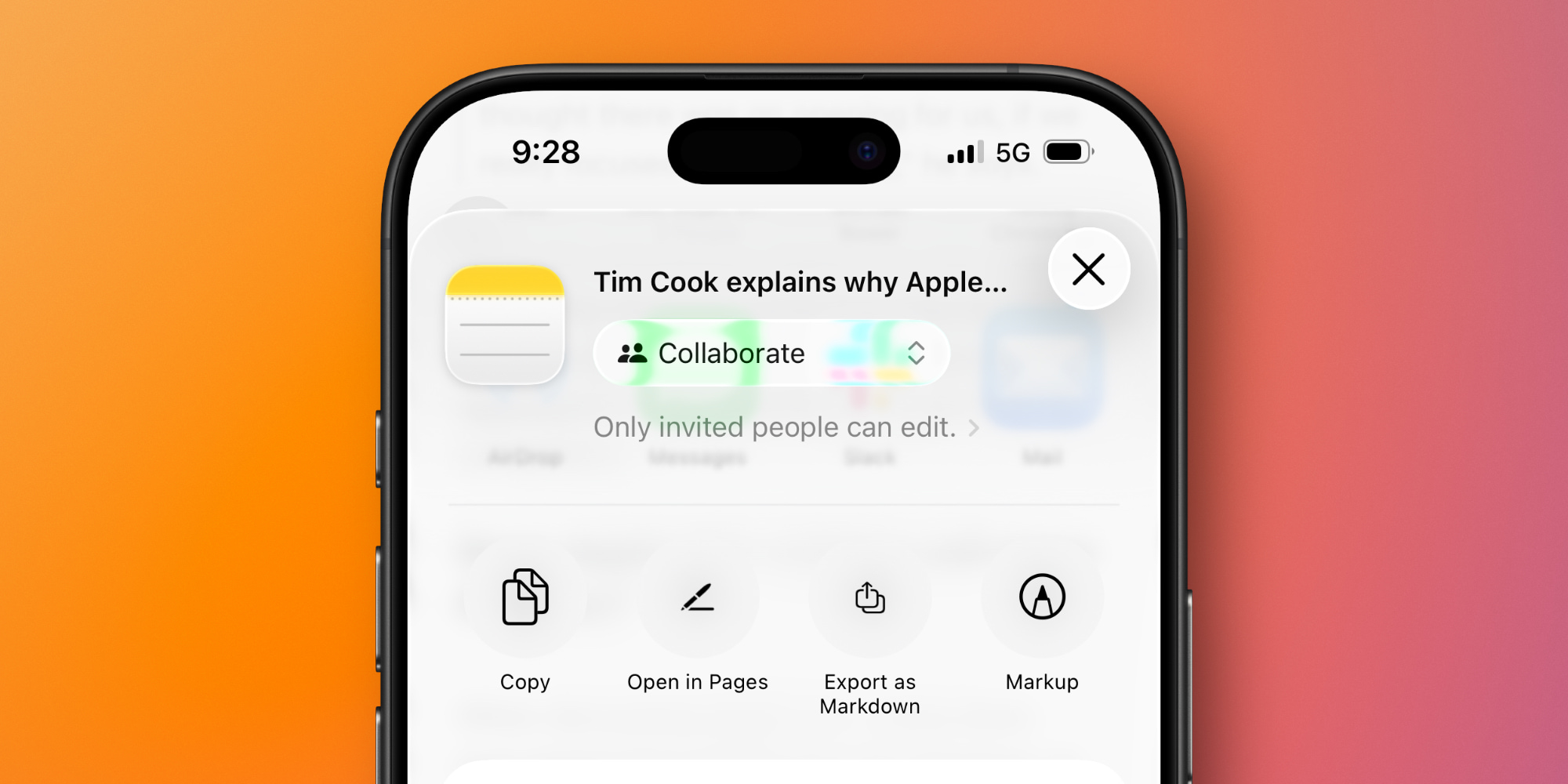Exportation Markdown dans Apple Notes