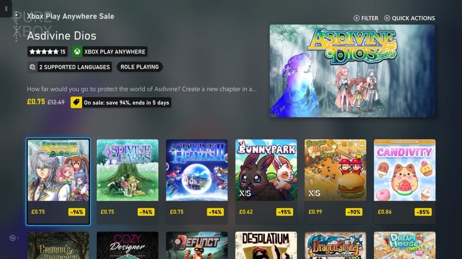 46 jeux à moins d'1 $ dans le cadre de la nouvelle vente Xbox Play Anywhere 3