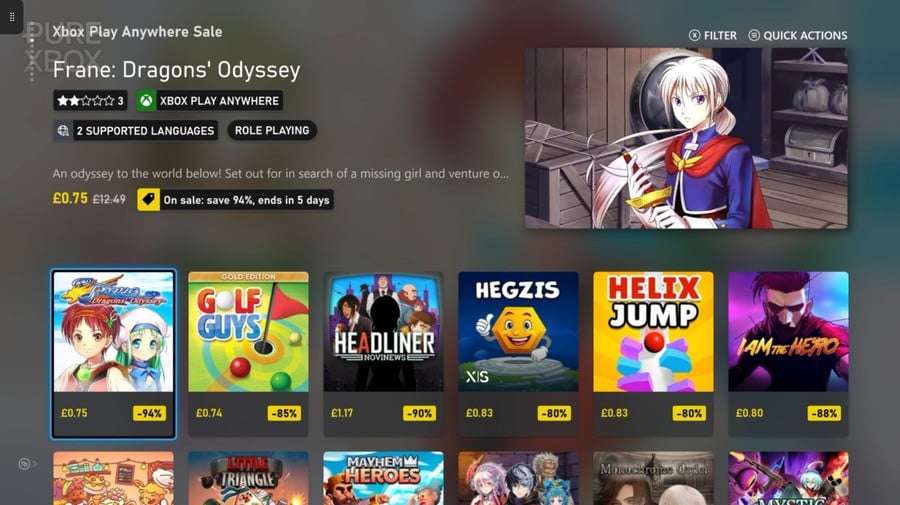 46 jeux à moins d'1 $ dans le cadre de la nouvelle vente Xbox Play Anywhere 4