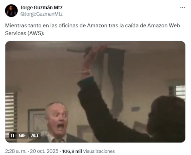 Mèmes sur la panne d'AWS