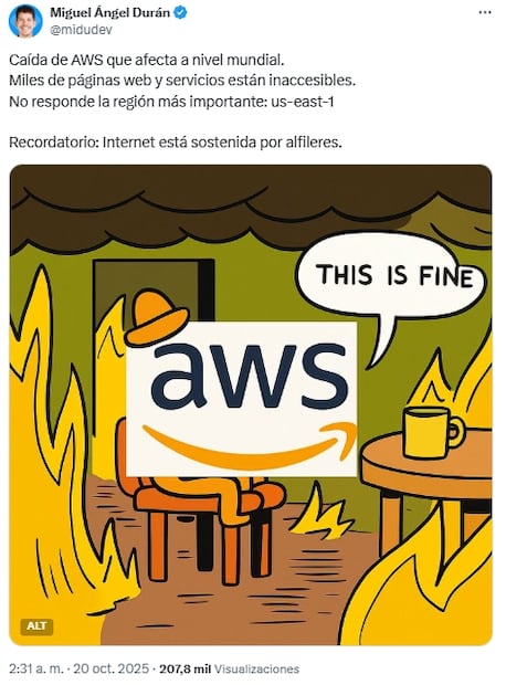 Mèmes sur la panne d'AWS