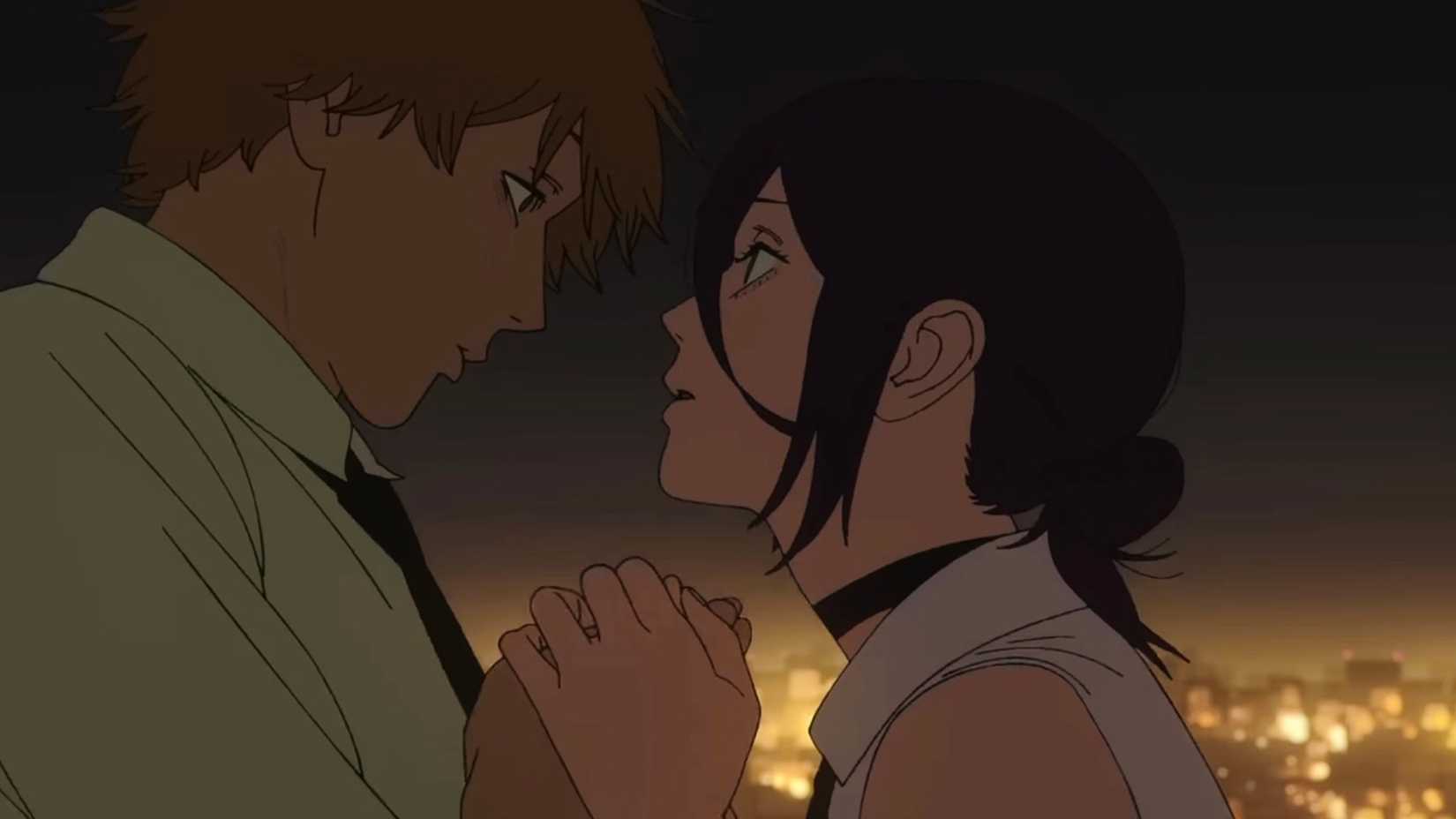 Reze regarde Denji dans les yeux dans Chainsaw Man - Le Film : Arc Reze