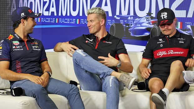 Pérez, Hülkenberg et Bottas lors du GP d'Italie 2023