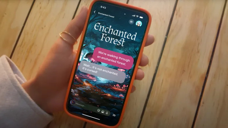 Un utilisateur discute avec un bot Character.AI nommé Enchanted Forest.