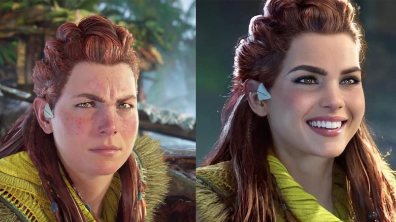 Comparaison entre Aloy originale et version retouchée