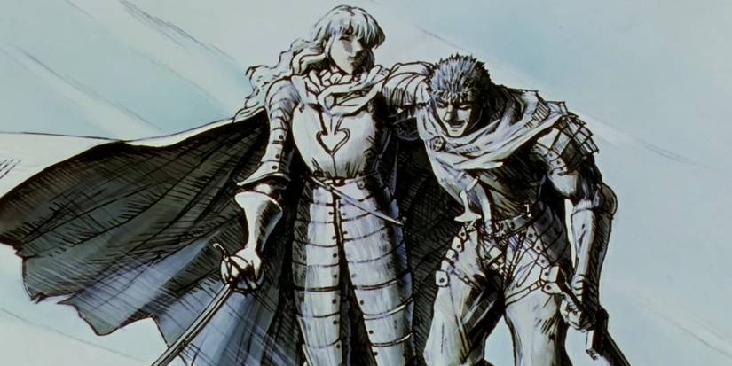 Screenshot de l'anime Berserk 1997 montrant Griffith et Guts