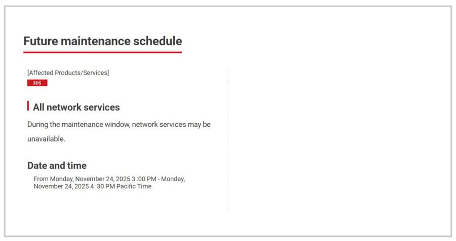 Maintenance Nintendo 3DS