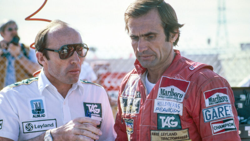 Frank Williams avec Carlos Reutemann lors du Grand Prix de F1 Caesars Palace en 1981