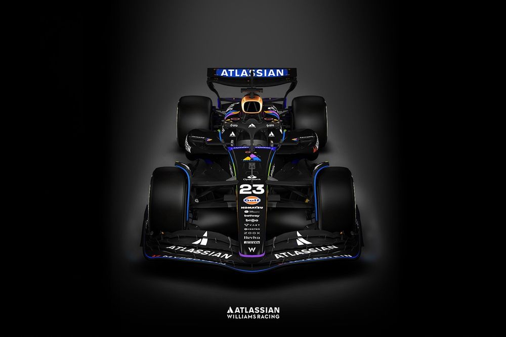 Williams lors de la course à Las Vegas avec une livrée spéciale sponsorisée par Atlassian.