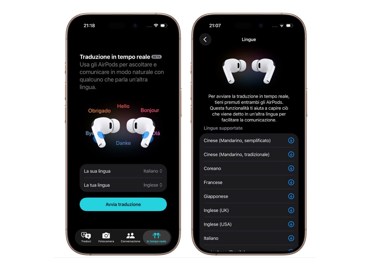 Traduction en temps réel avec AirPods