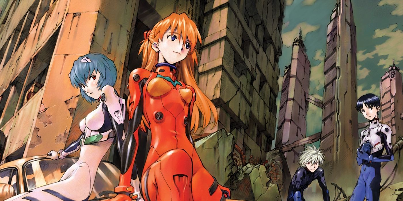 Illustration du manga Neon Genesis Evangelion mettant en avant Asuka et Rei.