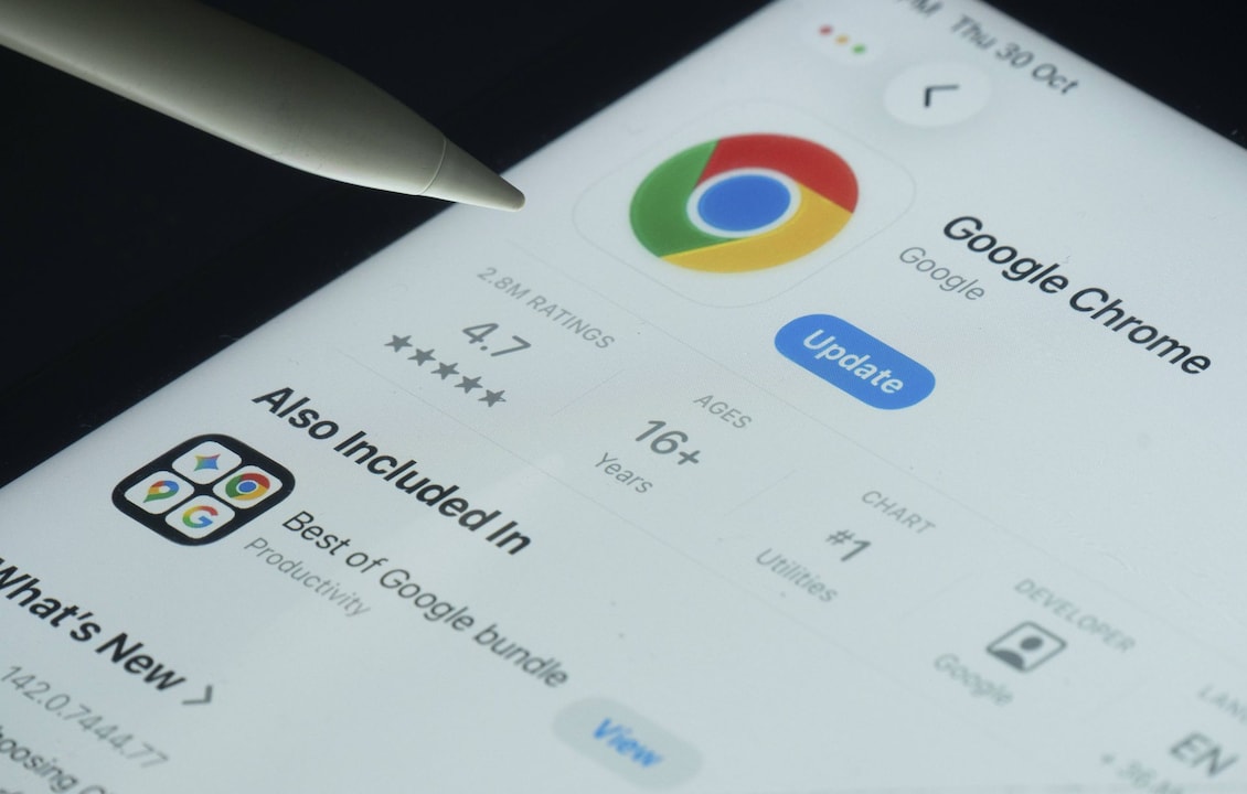 Mise à jour de l'application Google Chrome sur un écran d’iPad