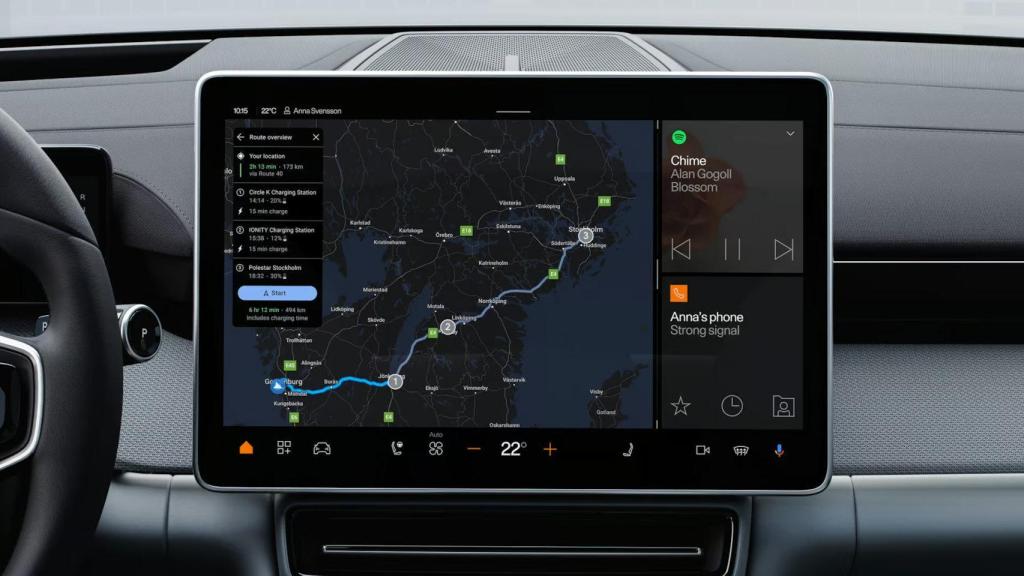 Google Maps sur Android Automotive dans une Polestar