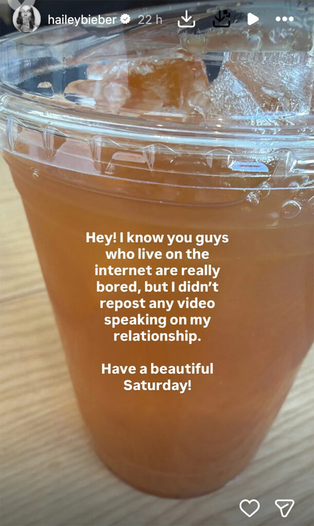 hailey bieber story instagram tiktok justin bieber