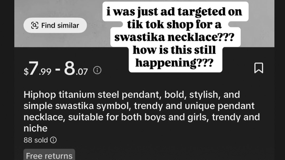Capture d'écran d'une description de collier avec un pendentif svastika