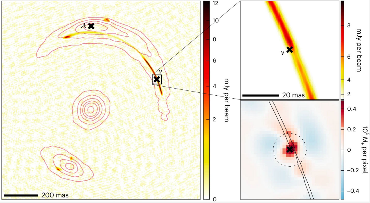 Illustration de l'arc gravitationnel du système JVAS B1938+666.