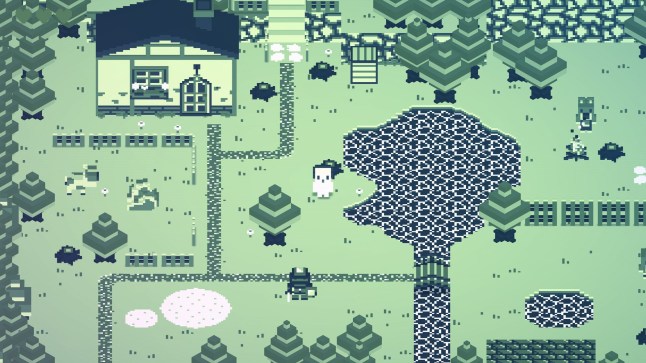 Cassette Boy 2D screenshot of a village
