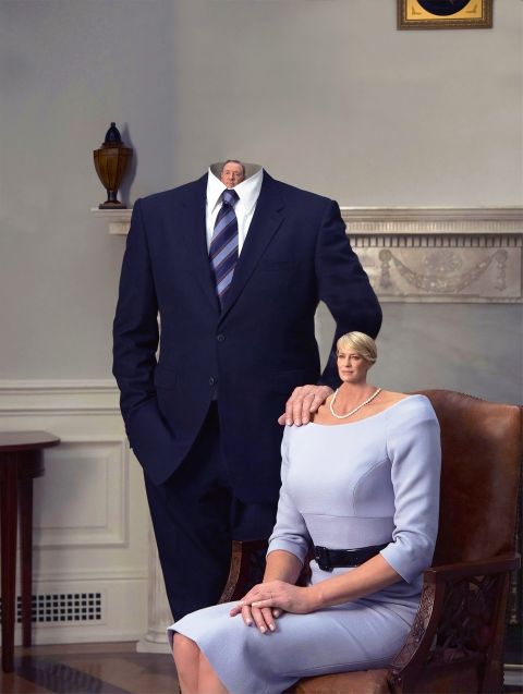 Montage de Beni Bischof : Protagonistes de la série télévisée « House of Cards » avec des têtes réduites