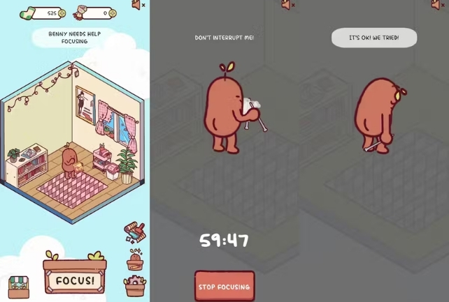 Images du haricot cartoon de l'application Focus Friend