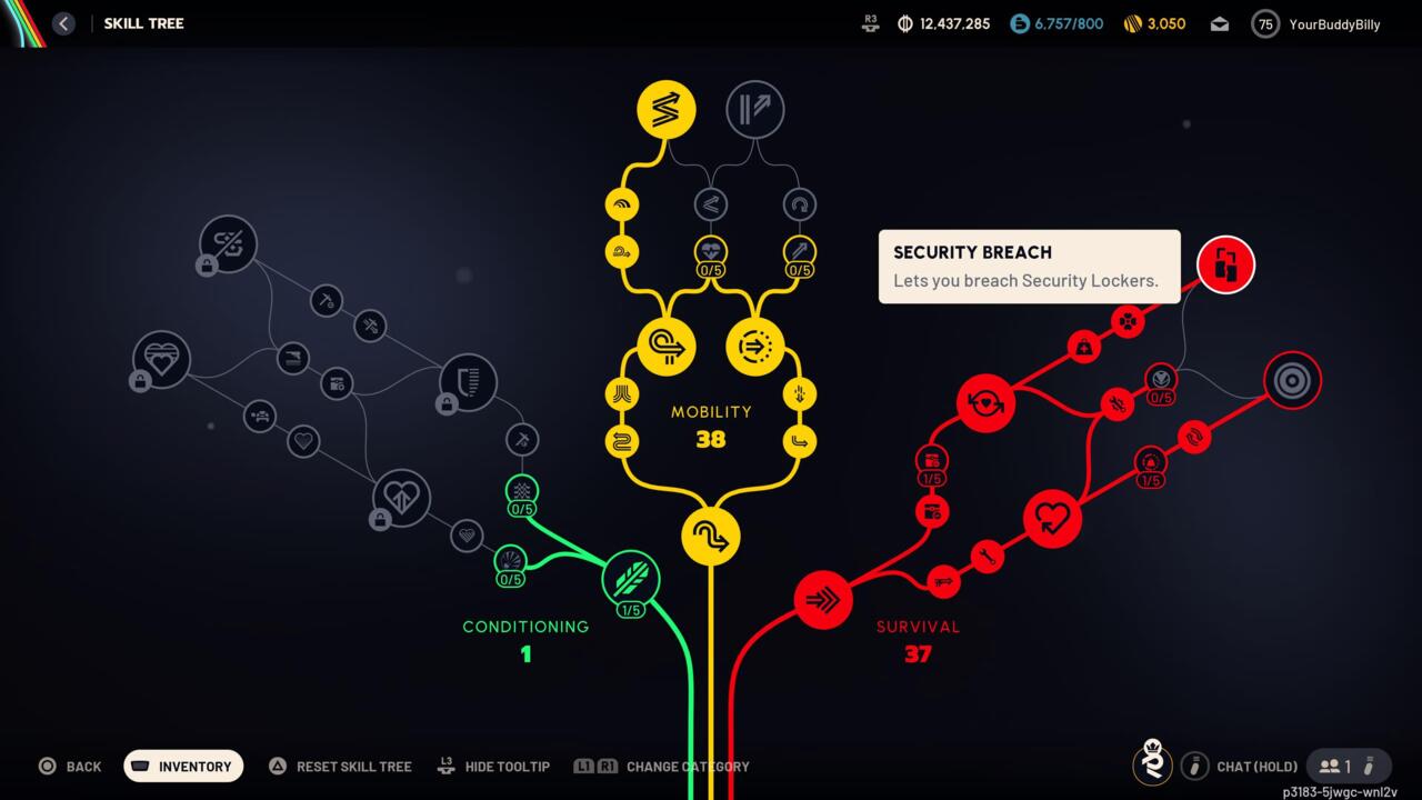 La compétence Security Breach se trouve dans la branche Survival de l'arbre des compétences.