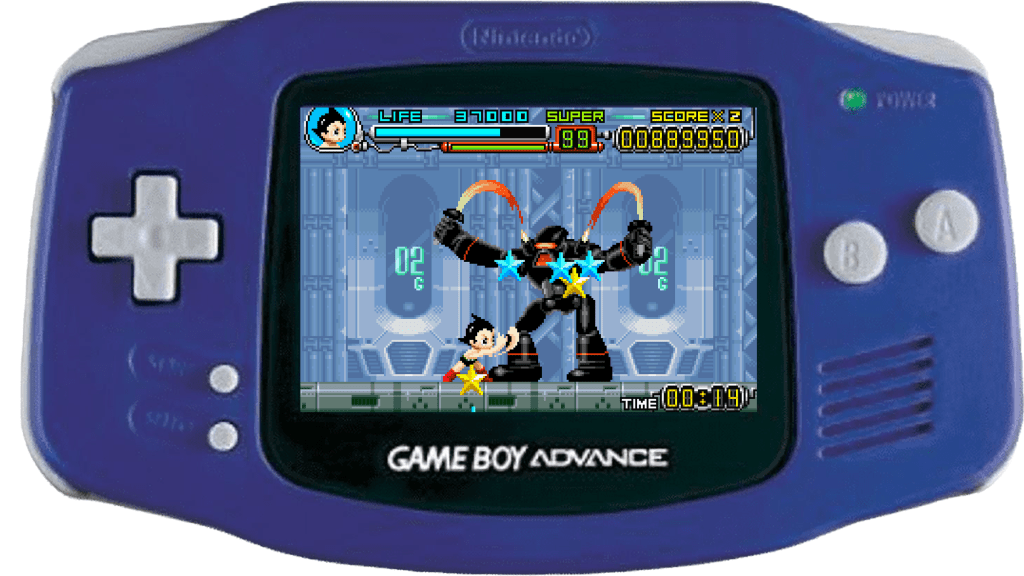 Une capture d'écran de Astro Boy: Omega Factor sur Game Boy Advance.