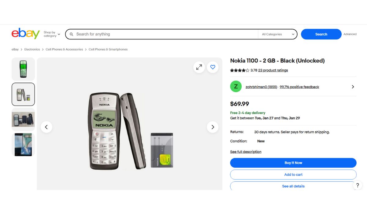 eBay concentre l'offre de Nokia 1100