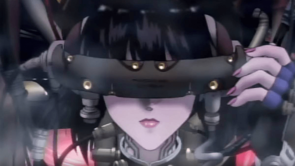 Une capture d'écran de l'introduction de Ghost in the Shell sur PlayStation.