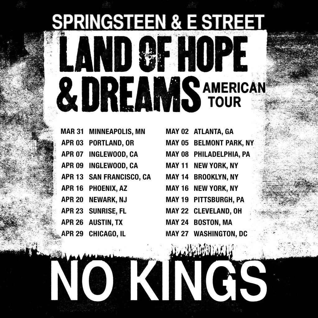Bruce Springsteen et le E Street Band : Annonce de la tournée américaine Land of Hope and Dreams pour le printemps 2026