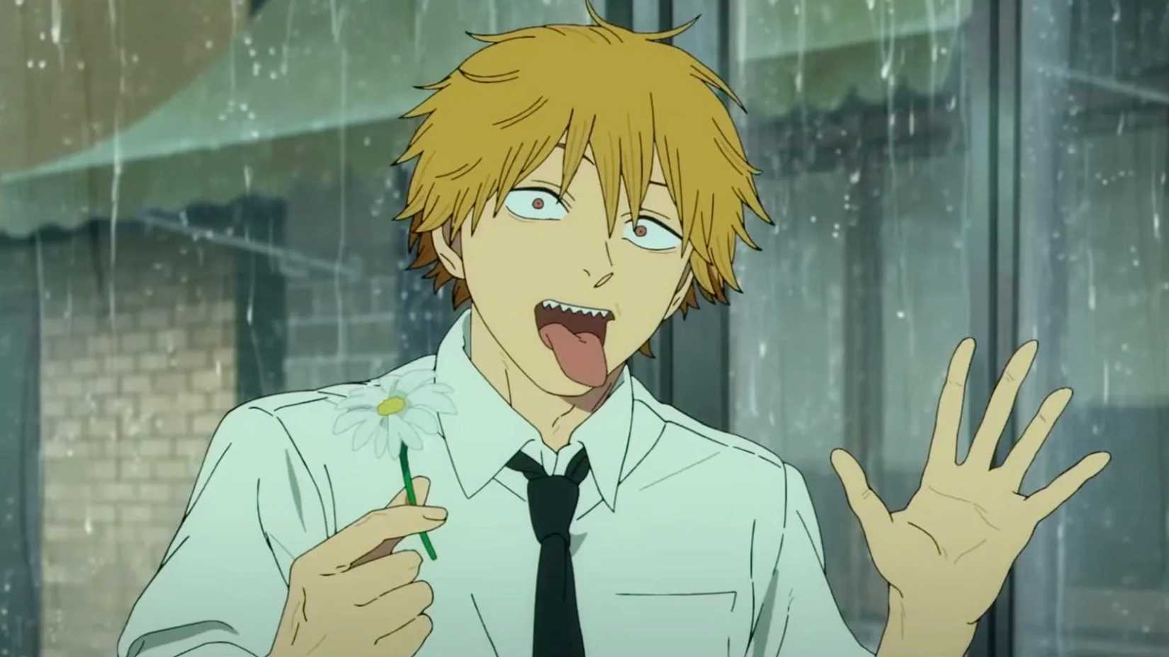 Denji tenant une fleur