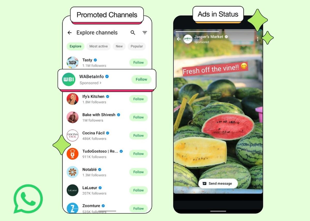 WhatsApp lance des annonces dans son application.
