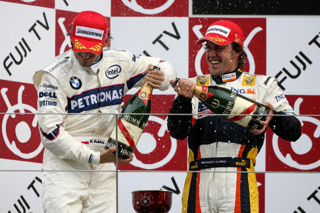 Kubica et Alonso sur un podium.