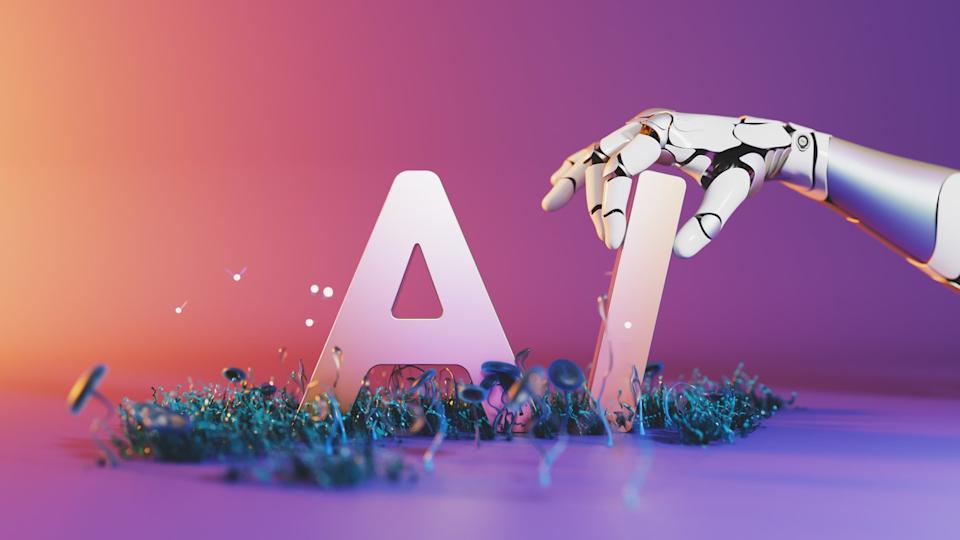 Une main robot ajustant le I dans IA.