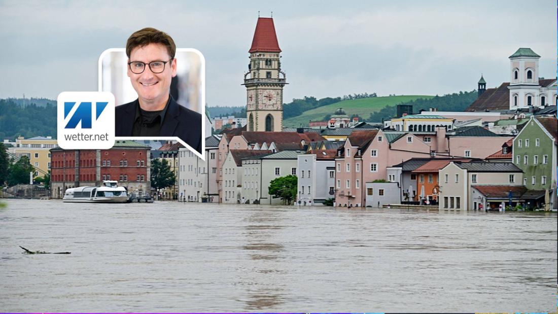 Hochwasserlage in Passau, Bayern.