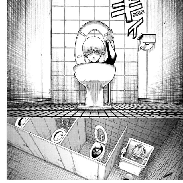 Valaris sort des toilettes dans le premier chapitre de Class 2-B Hero Destroyerz