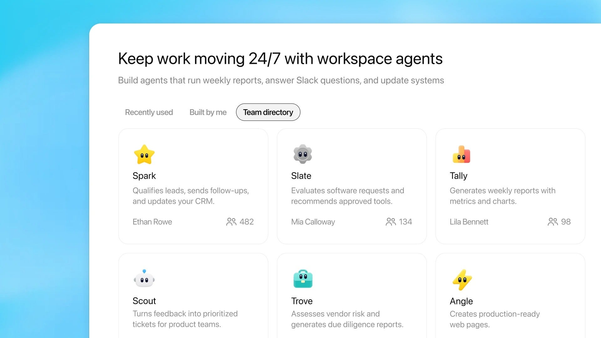 Les agents de travail collaboratif disponibles dans l'onglet 'Agents' de ChatGPT